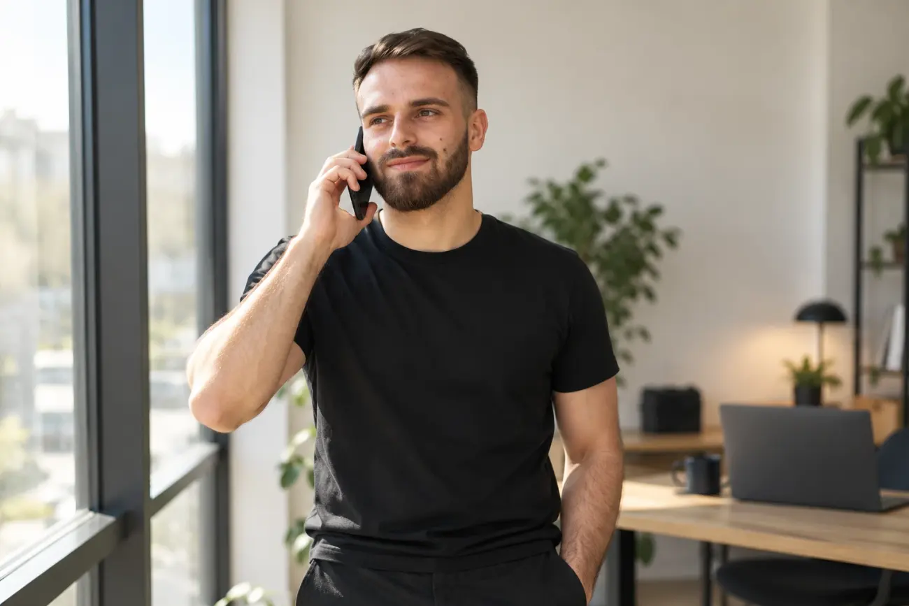 Radek Svoboda telefonuje u okna